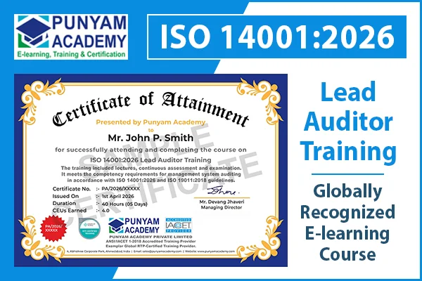 ISO 14001 Lead Auditor Training Course Certificate